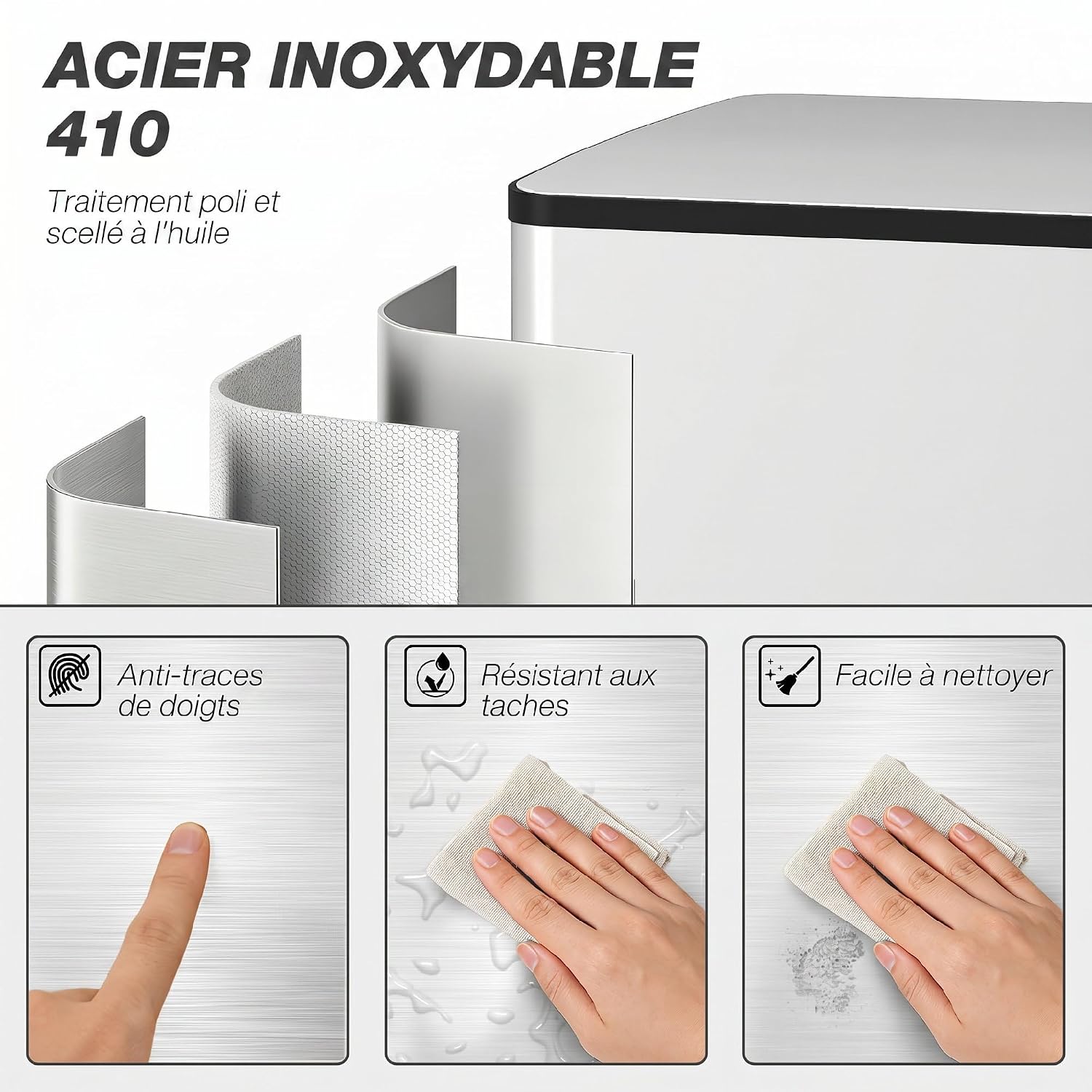 Detalle 2 de HOMCOM 851-037V02SR dubbele pedaalemmer, 2 x 25 l, roestvrij staal