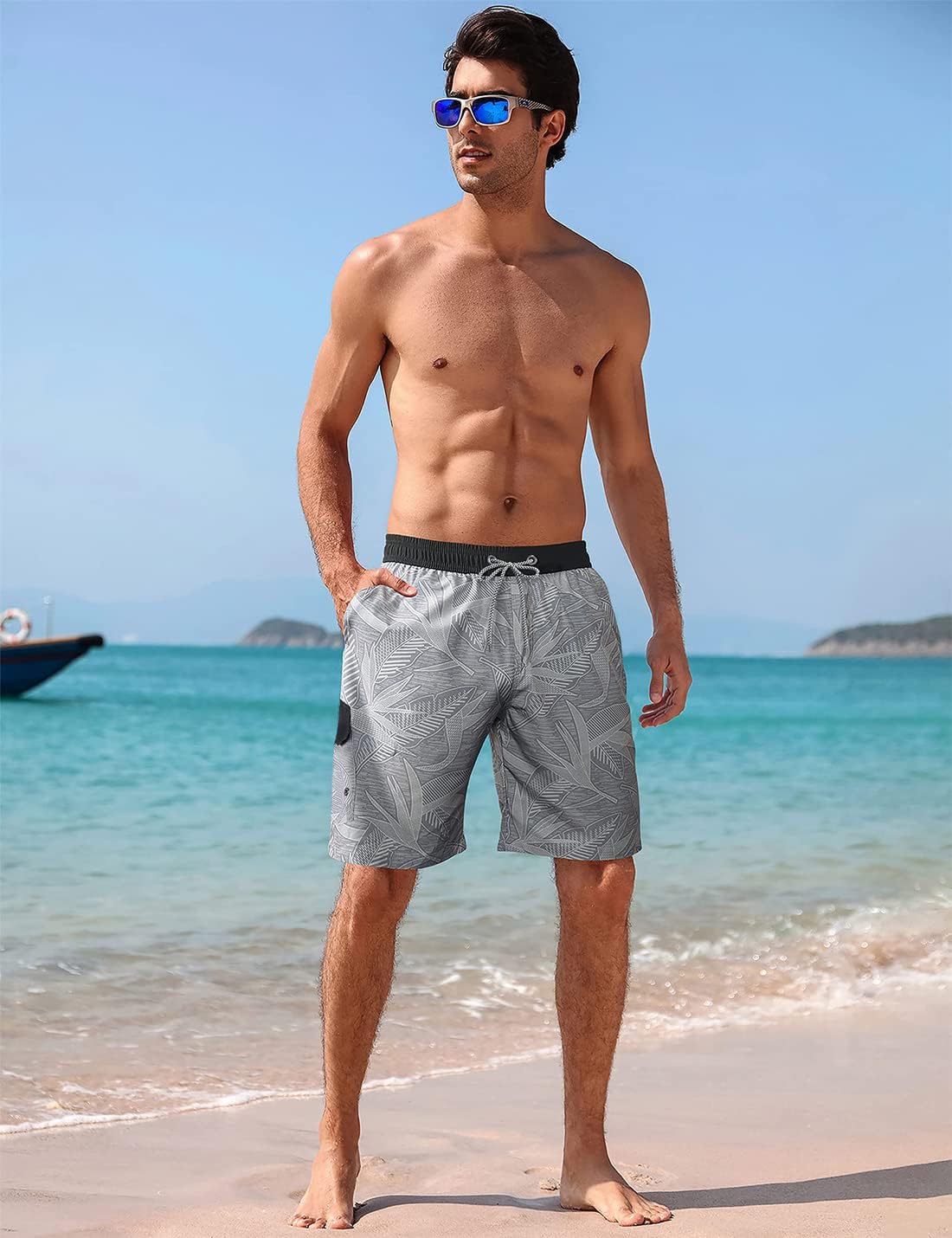Detalle de iCKER Mens Swim Shorts: 3D Print Beach Boardshorts for Summer