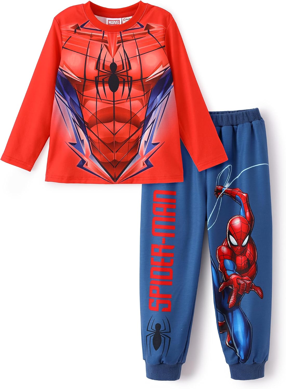 Disney Teen Boy Long Crewneck Sweatshirt Pants Spider-Man Sweatsuit Set, Ages 2–9