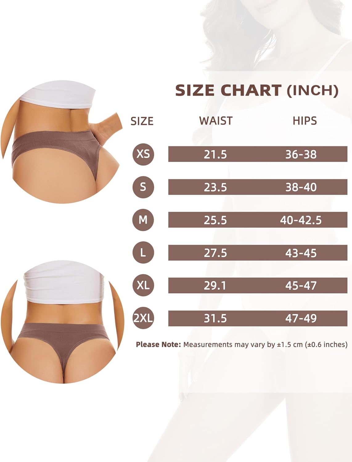 Thumbnail 6 de VOENXE nahtloser String-Tanga Damen mit hoher Taille – 5er Pack Seamless Slip für Sport & Alltag