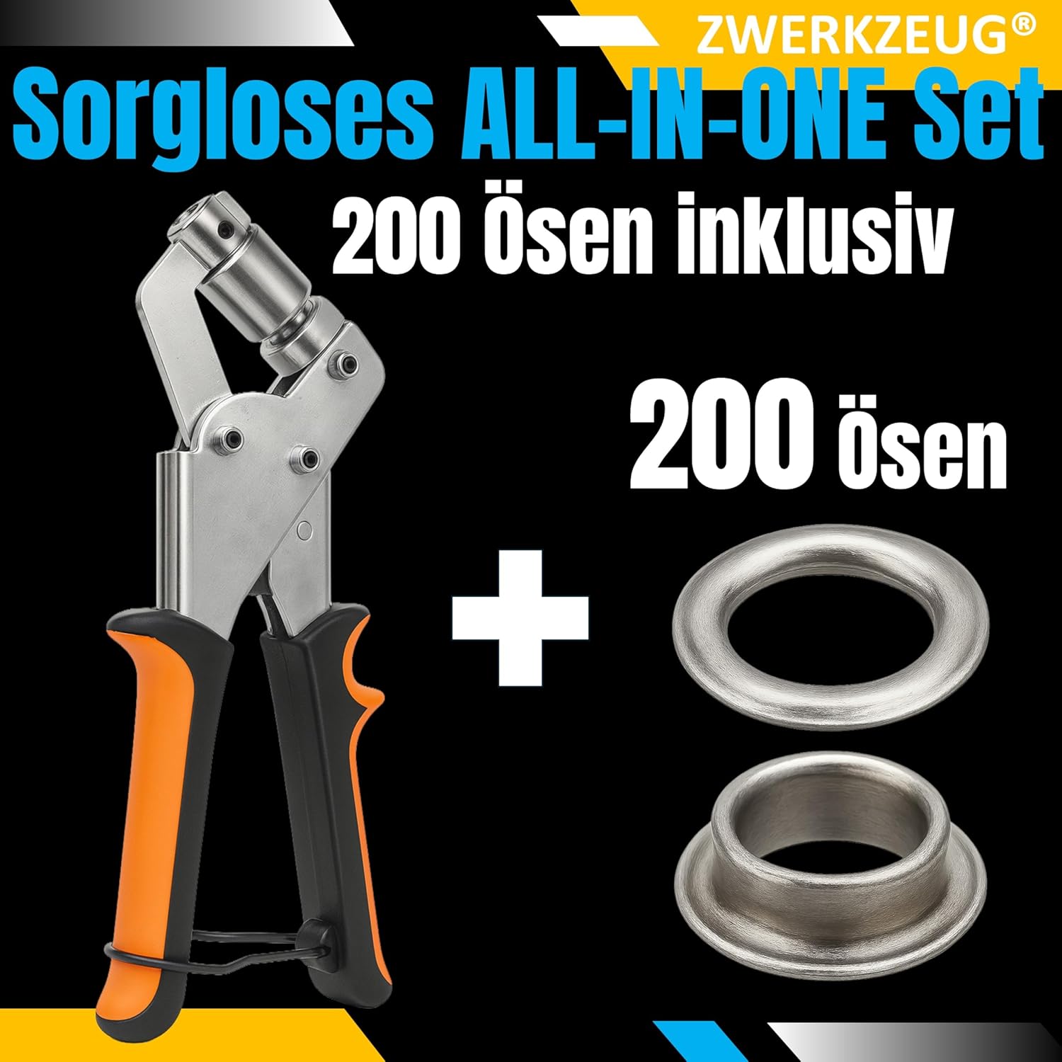 Thumbnail 4 de ZWERKZEUG® Profi Ösenzange Set mit 200 Ösen inkl. Ösenpresse und Ösenstanze (Ø 10 mm)