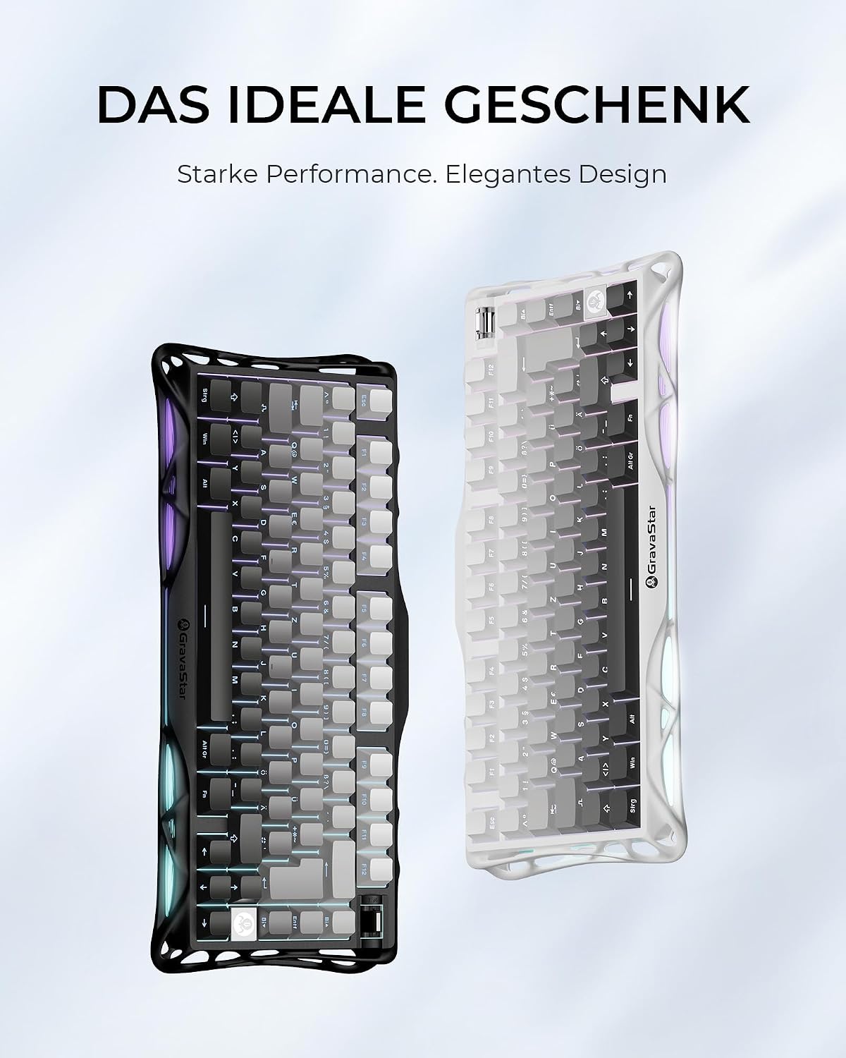 Thumbnail 6 de GravaStar Mercury K1 75% mechanische Gaming-Tastatur (QWERTZ, DE) – Tri-Mode, Hot-Swap, Magnesium-Exoskelett, RGB-Gradient