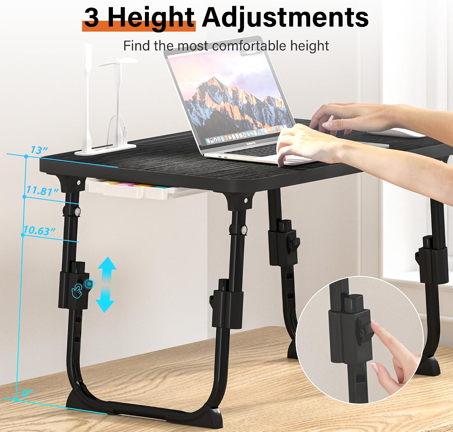 Thumbnail 1 de DECOSIS Laptop Bed Desk, Adjustable Lap Desk with USB Port and Storage