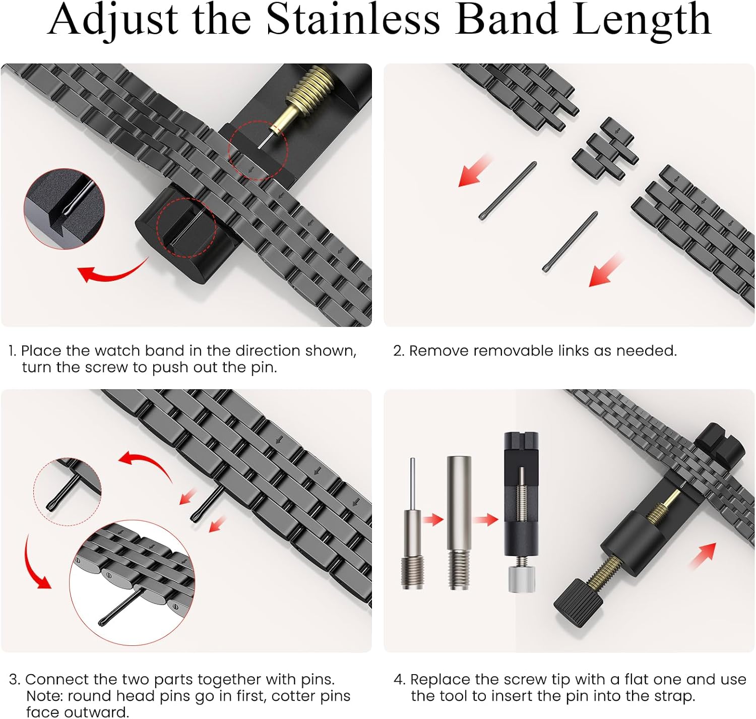 Detalle de GEARYOU Slim Stainless Steel Apple Watch Strap 38–42mm (Series 1–11) – Black