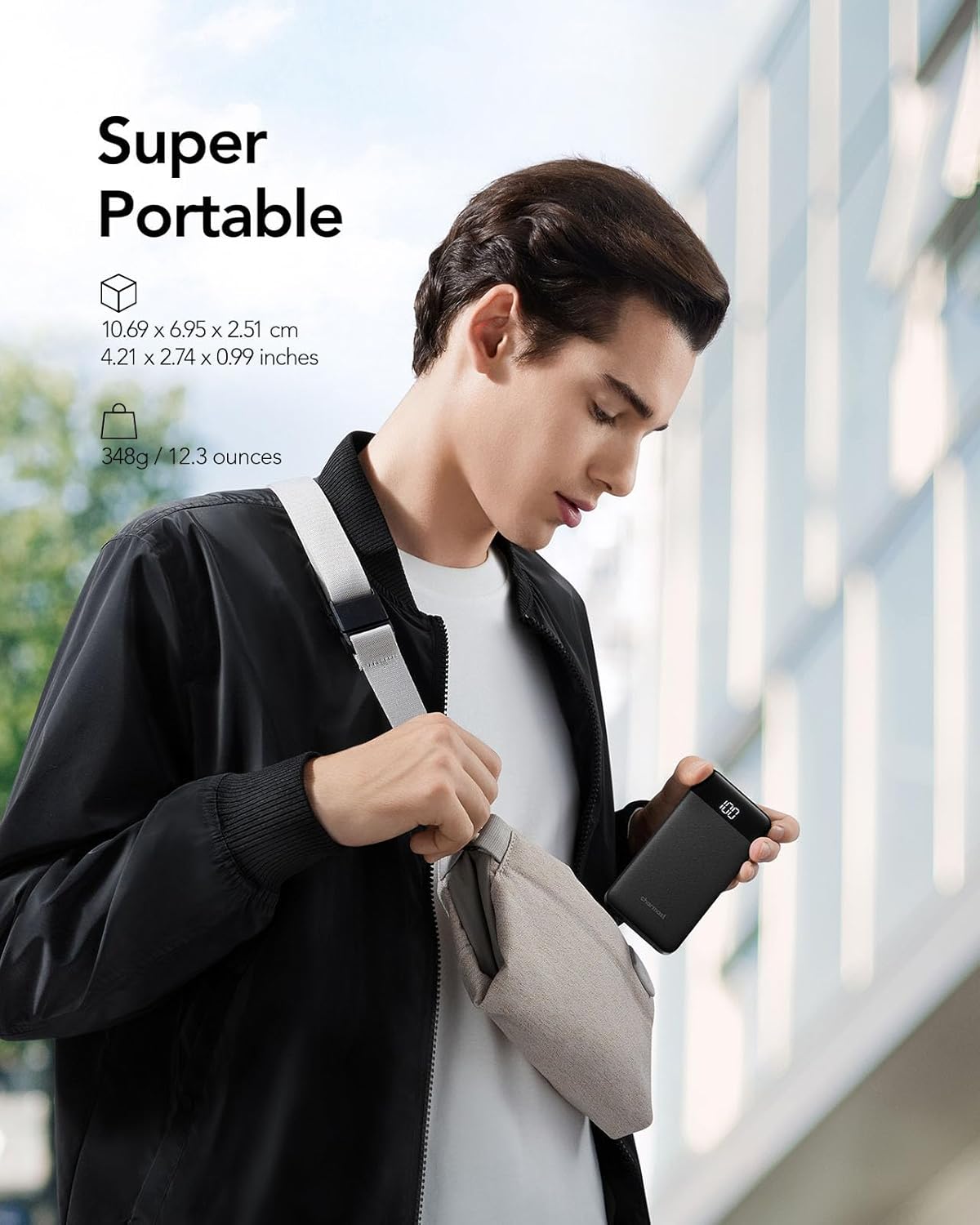 Thumbnail 6 de Power Bank 10400 mAh con USB-C: batteria esterna portatile con display LED e 2 ingressi, 3 uscite (nero)