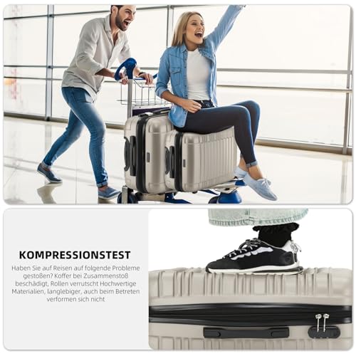 Detalle de BEIBYE Reisekoffer 2088 Hartschalekoffer Größe L – Champagner, ABS-Kunststoff, 75 L