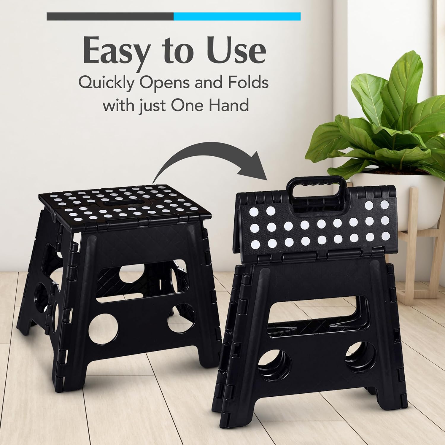 Detalle de Handy Laundry Folding Lightweight Step Stool (Black, 13 inch) — 300 lb capacity