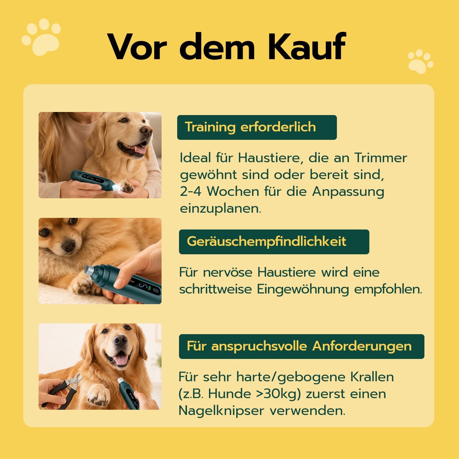 Detalle de Tolesum Krallenschleifer für Hunde – LED-Beleuchtung, 5 Geschwindigkeiten, leiser Betrieb (45–58 dB) für Hunde und Katzen