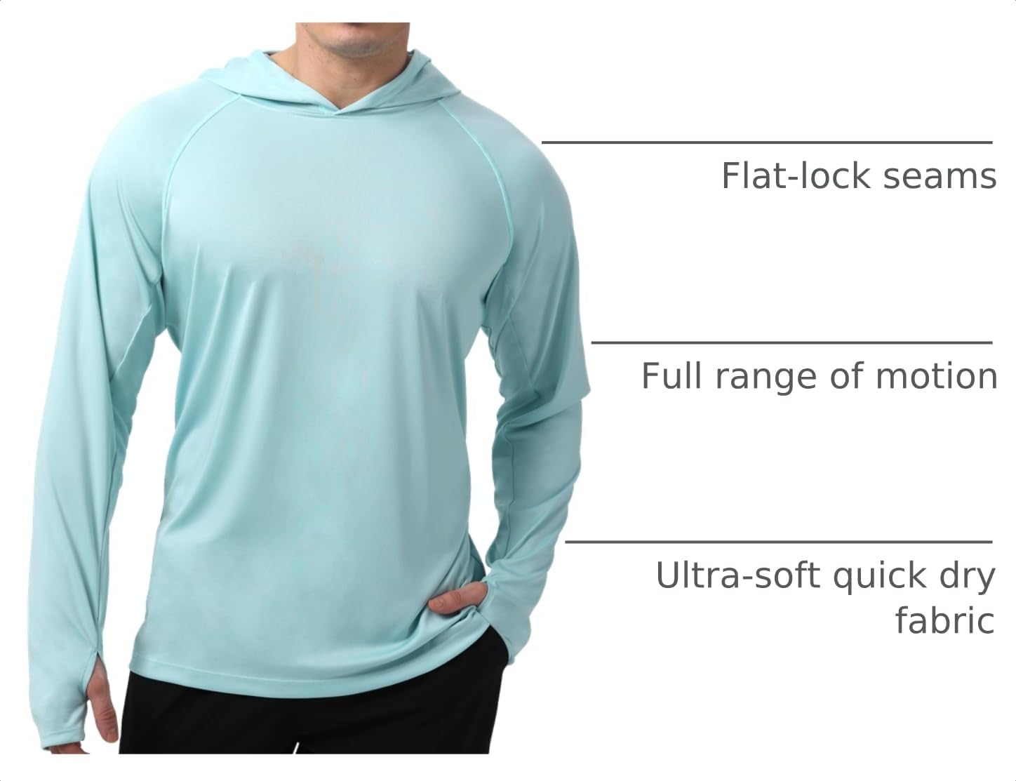 Detalle 2 de WELIGU Men's UPF 50+ Sun Protection Hoodie, Lightweight Quick-Dry Fishing Shirt