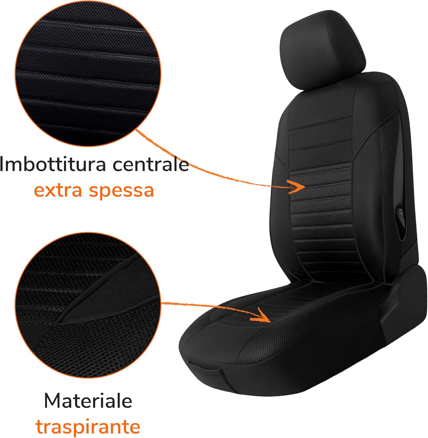 Thumbnail 2 de Upgrade4cars Coprisedili Anteriori Universali Nero (Set 2026) con copri-poggiatesta
