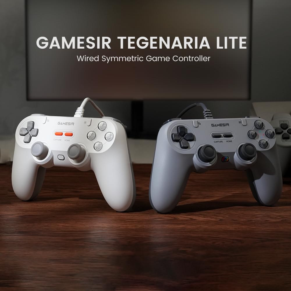 Thumbnail 1 de GameSir Tegenaria Lite Wired Game Controller (Hall Effect, 1000Hz) for Switch, Android, iOS, PC & Steam — Retro 90s Gray