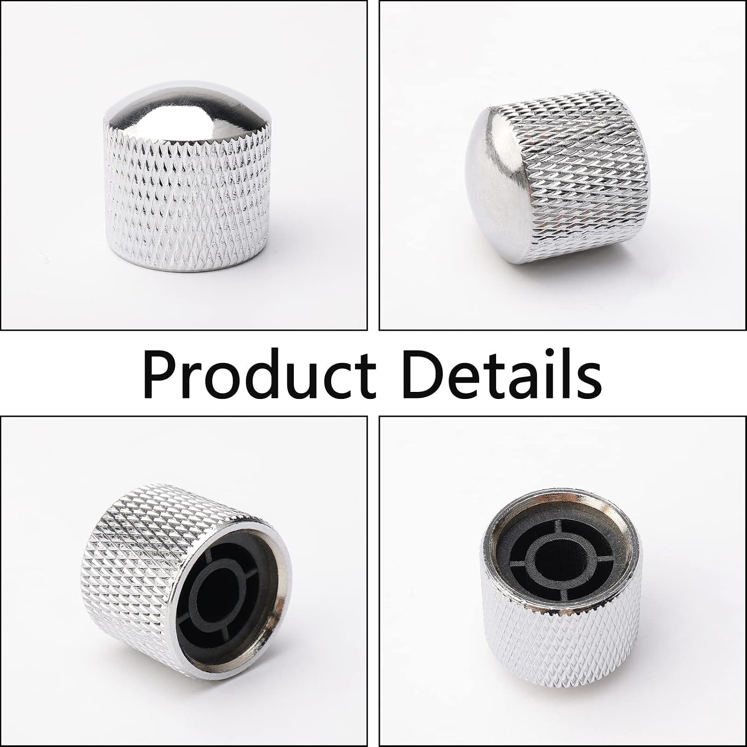 Thumbnail 3 de Pxyelec 4Pcs Premium Metal Silver Guitar Knobs for Volume & Tone — Easy Installation, Wide Compatibility