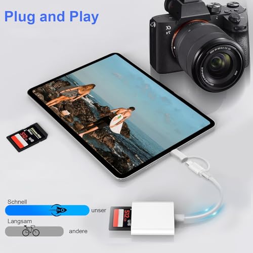 Thumbnail 4 de Clomnpe Lector Tarjetas SD iPhone/USB C: lector 2 en 1 con ranura SD/TF y transmisión bidireccional