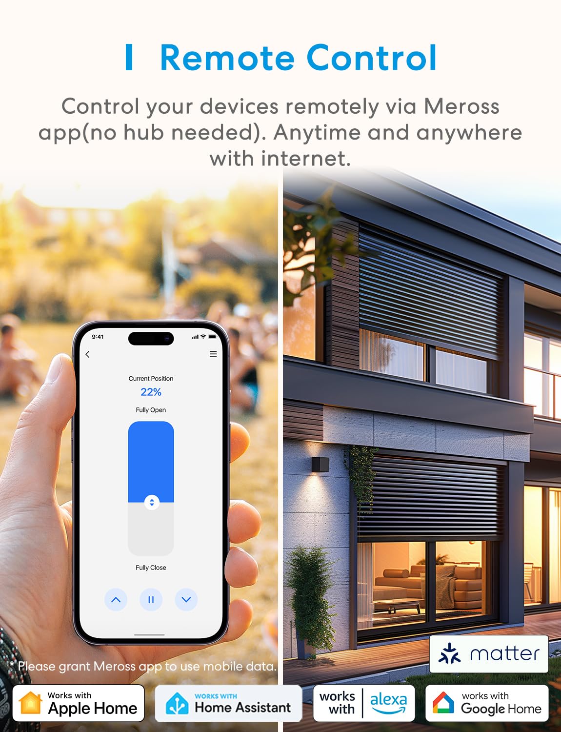 Detalle de Meross Matter Avvolgitore Tapparella Elettrico da Incasso – compatibile HomeKit, Alexa, Google e SmartThings