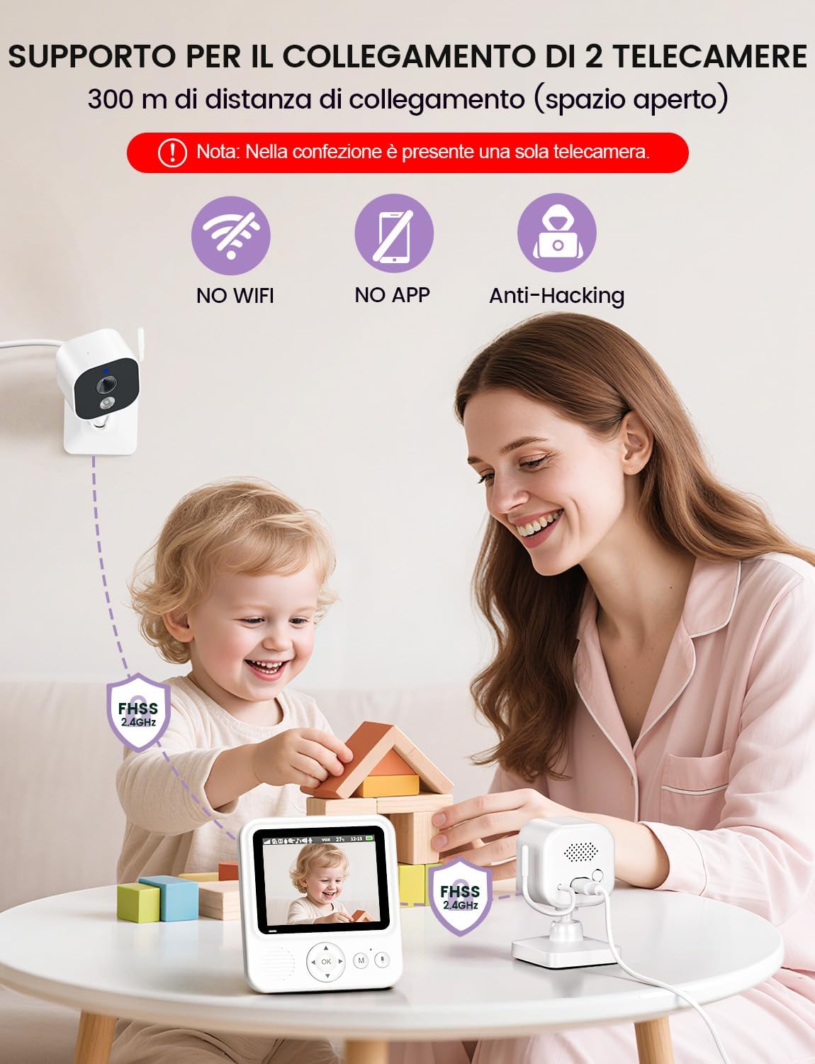 Thumbnail 2 de OBVHNUA Baby Monitor 2,8" 720P con visione notturna