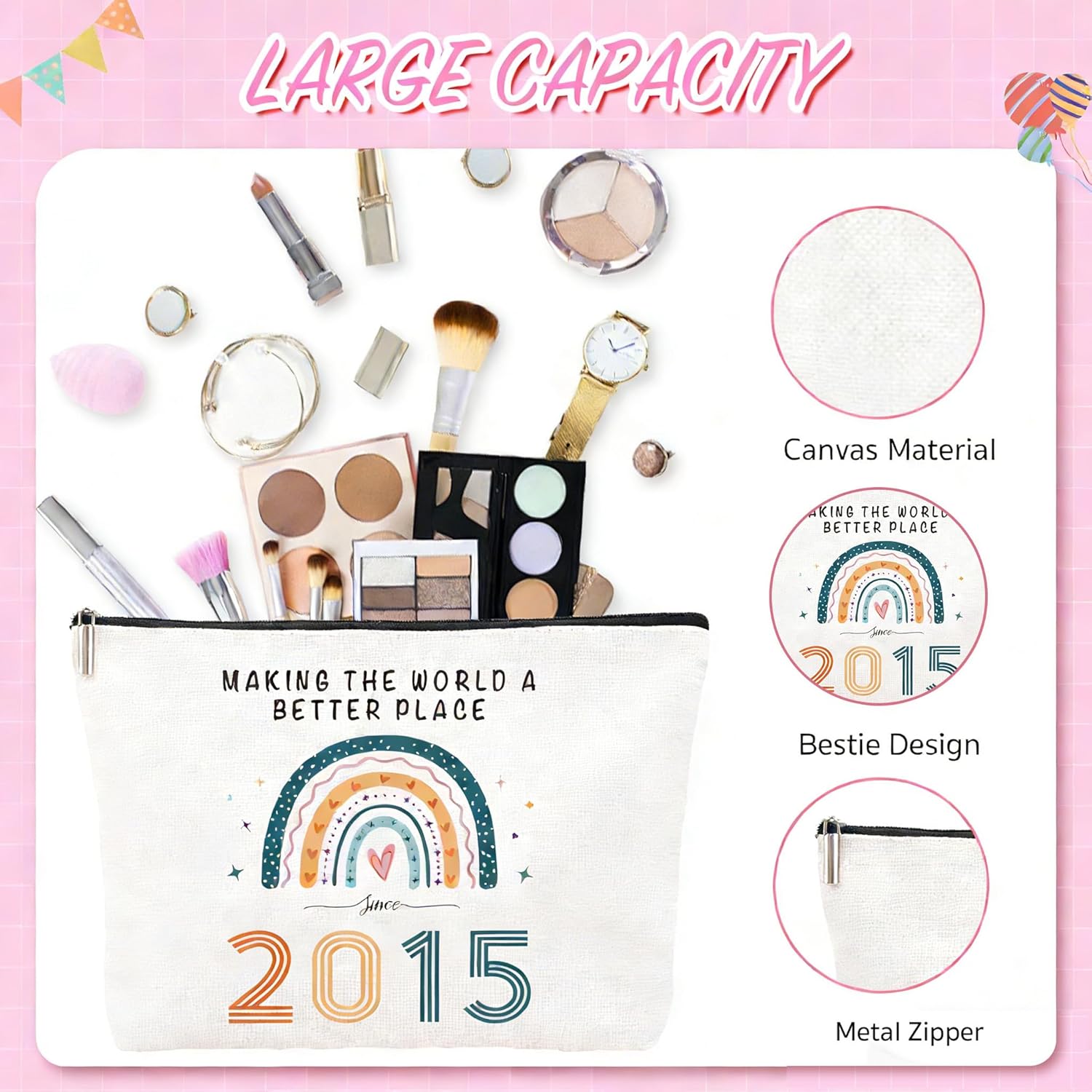Thumbnail 2 de 11th Birthday Gifts for Girls Set: Cute Makeup Bag, Funny Socks & Inspirational Keychain (3PCS) for Daughters, Granddaughters or Nieces