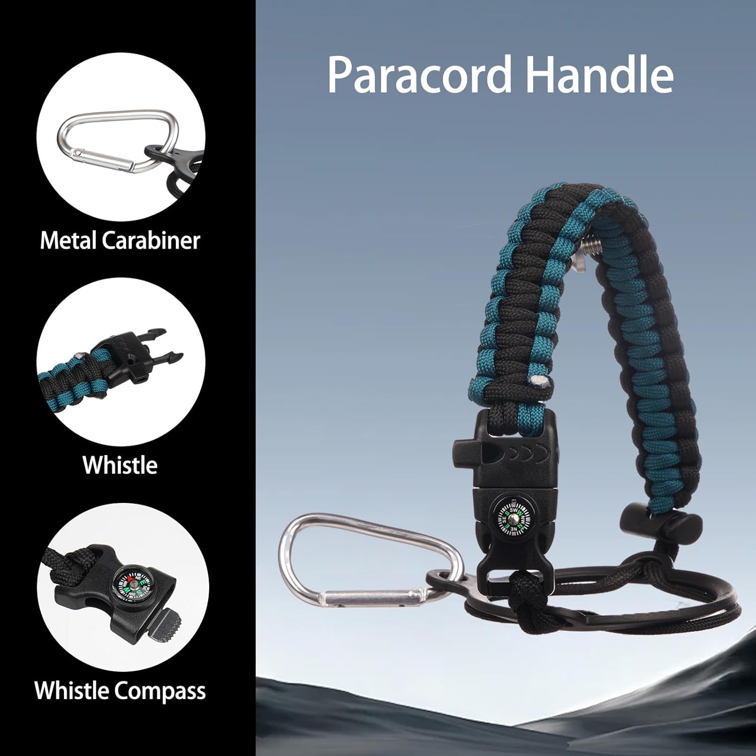 Thumbnail 4 de YONICOER Insulated Water Bottle 64oz (Triple-Wall Vacuum, Leak-Proof) with Paracord Handle & Straw Lids