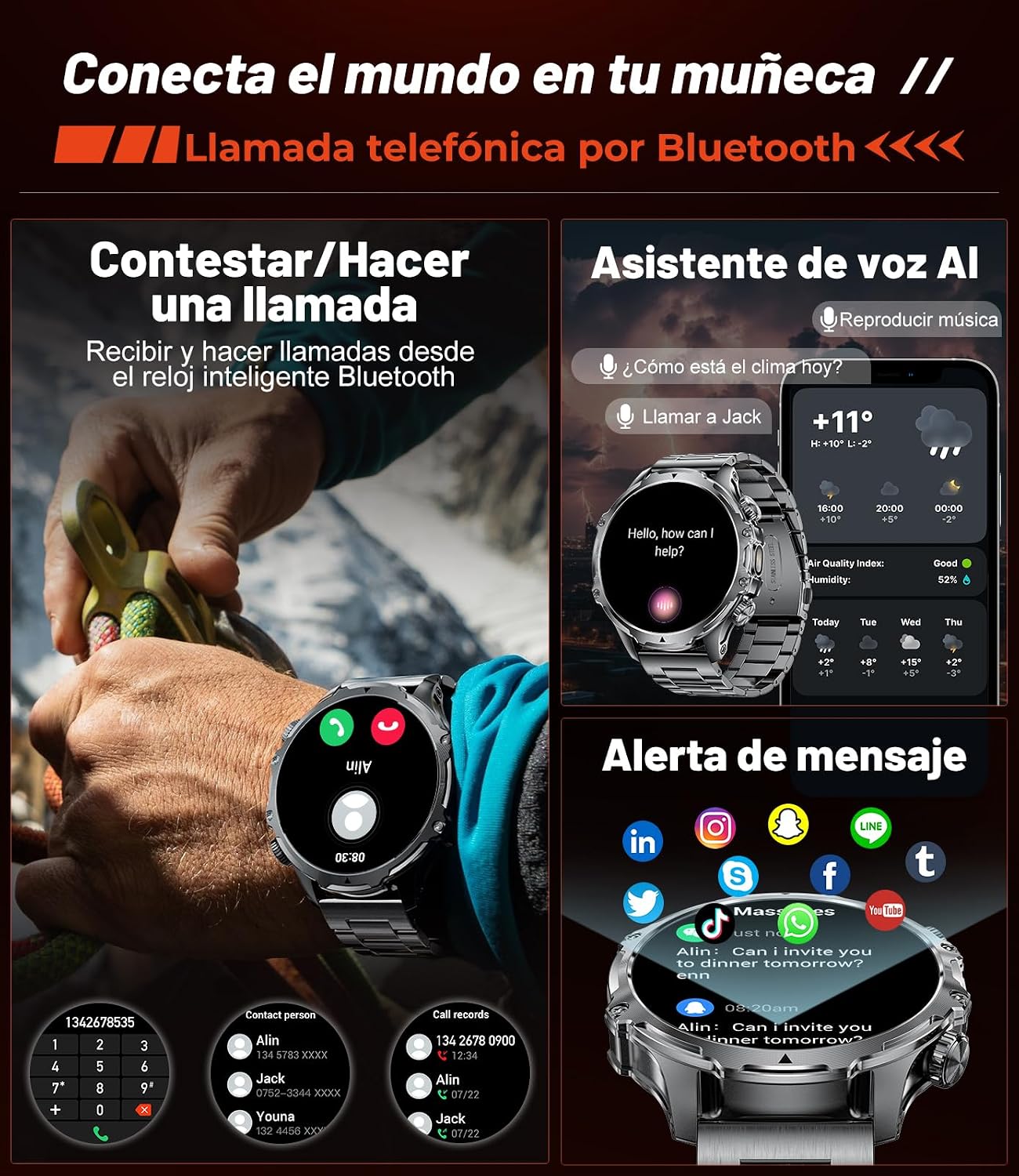 Detalle 2 de LIGE FV15 reloj inteligente 1,85" HD 800 mAh