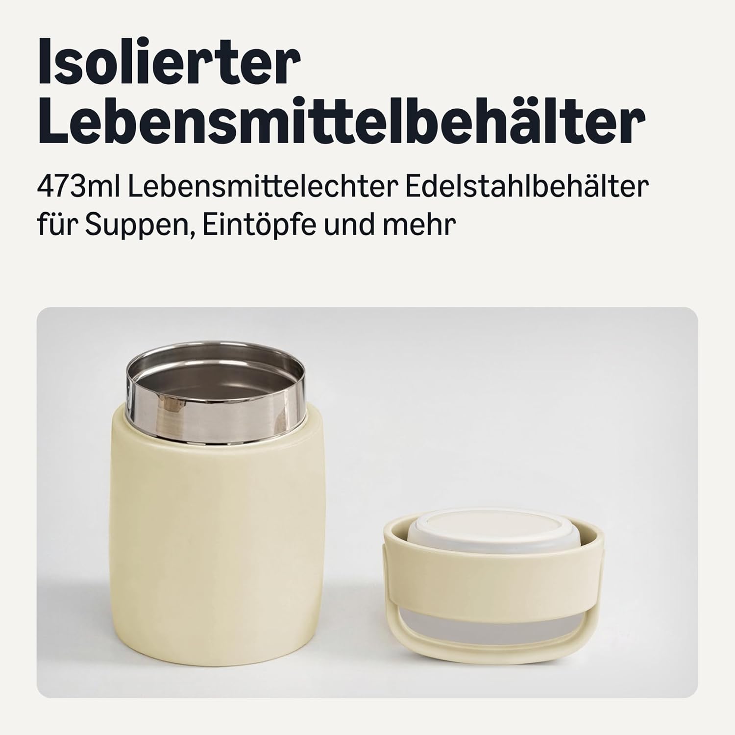Thumbnail 1 de Amazon Basics isolierte Edelstahl-Speisendose (473 ml), elfenbeinfarben – für heiße und kalte Speisen