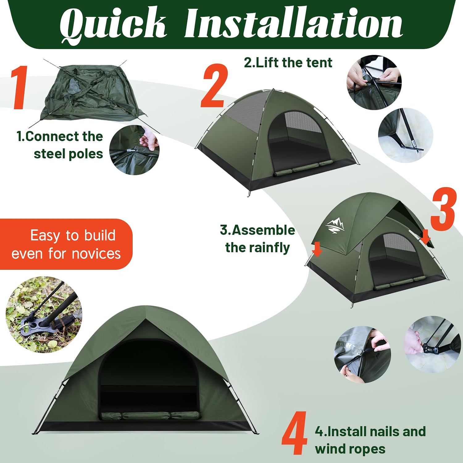 Thumbnail 4 de Camping Tent 2/3 Man Dome Tent 2.8kg