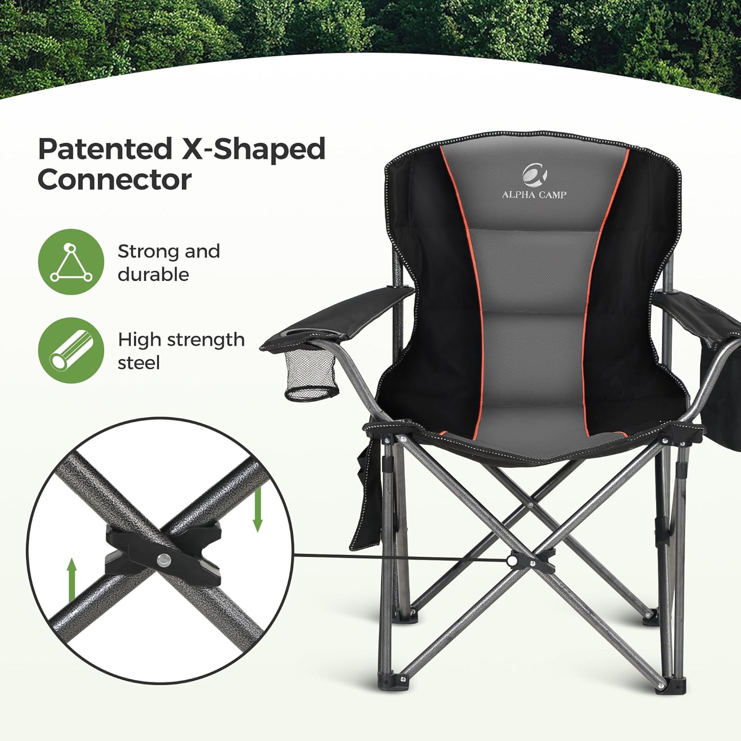 Thumbnail 3 de LET’S CAMP Folding Camping Chair for Adults (up to 200 kg), padded outdoor chair with cup holder, storage & cooler bag