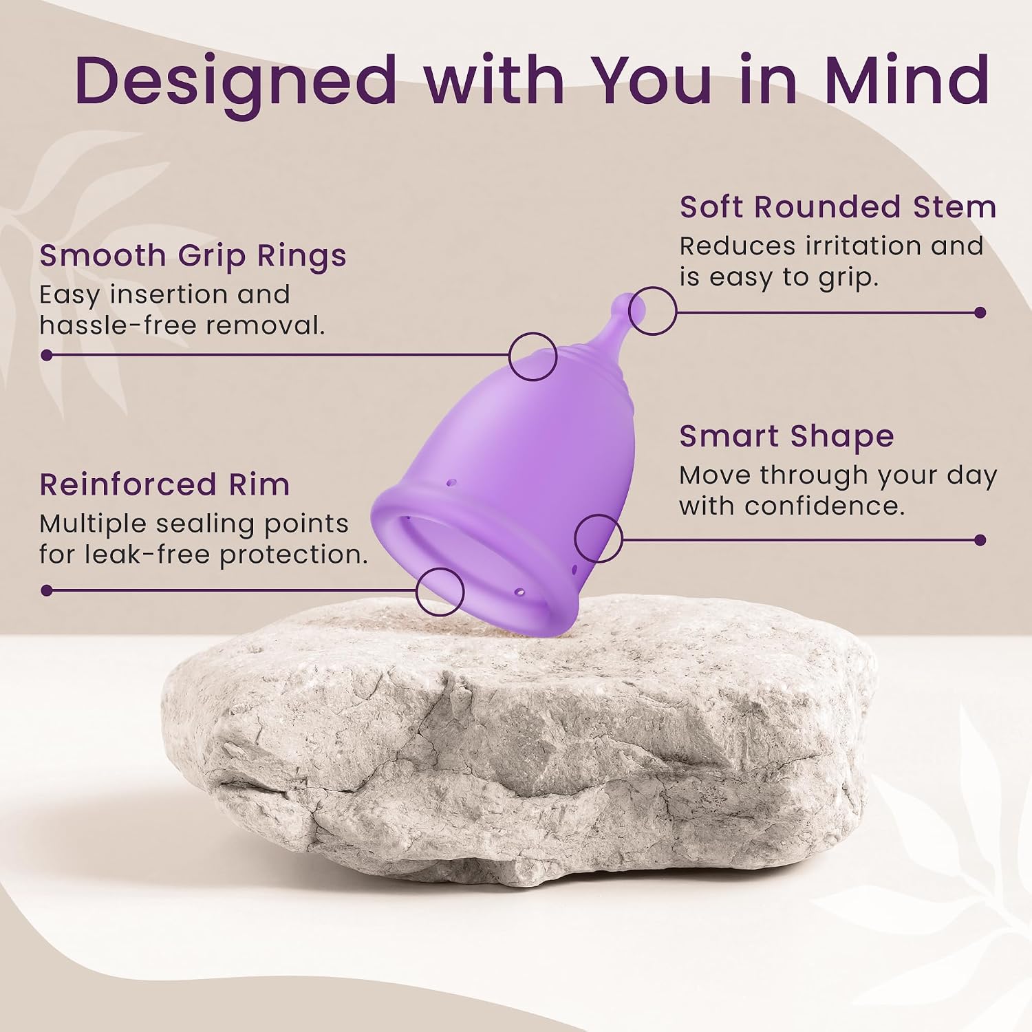 Thumbnail 3 de EcoBlossom Reusable Menstrual Cup Set – 2 Large Medical-Grade Silicone Cups