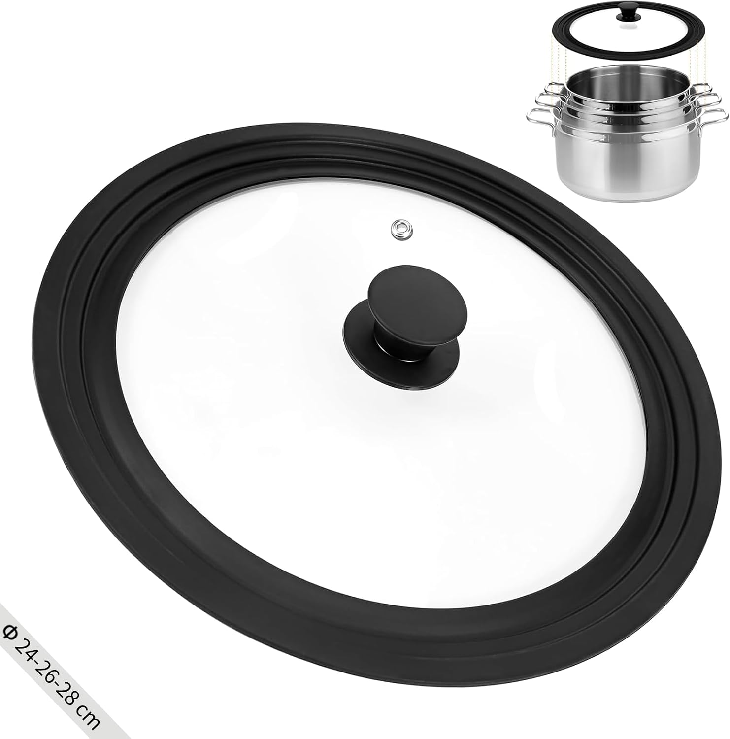 Detalle de Zocipro HBT-HK108 universeel glazen pannendeksel Ø 24/26/28 cm