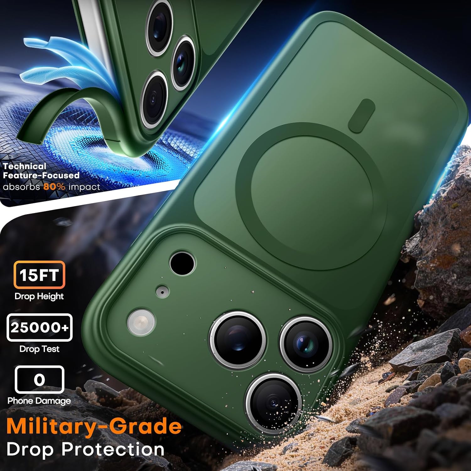 Thumbnail 3 de TAURI Magnetic Case for iPhone 17 Pro Max with Full Camera Protection and MagSafe (Green)