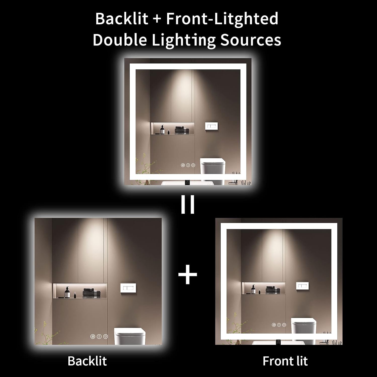 Thumbnail 5 de LOAAO 36x36 LED Bathroom Mirror dimmable