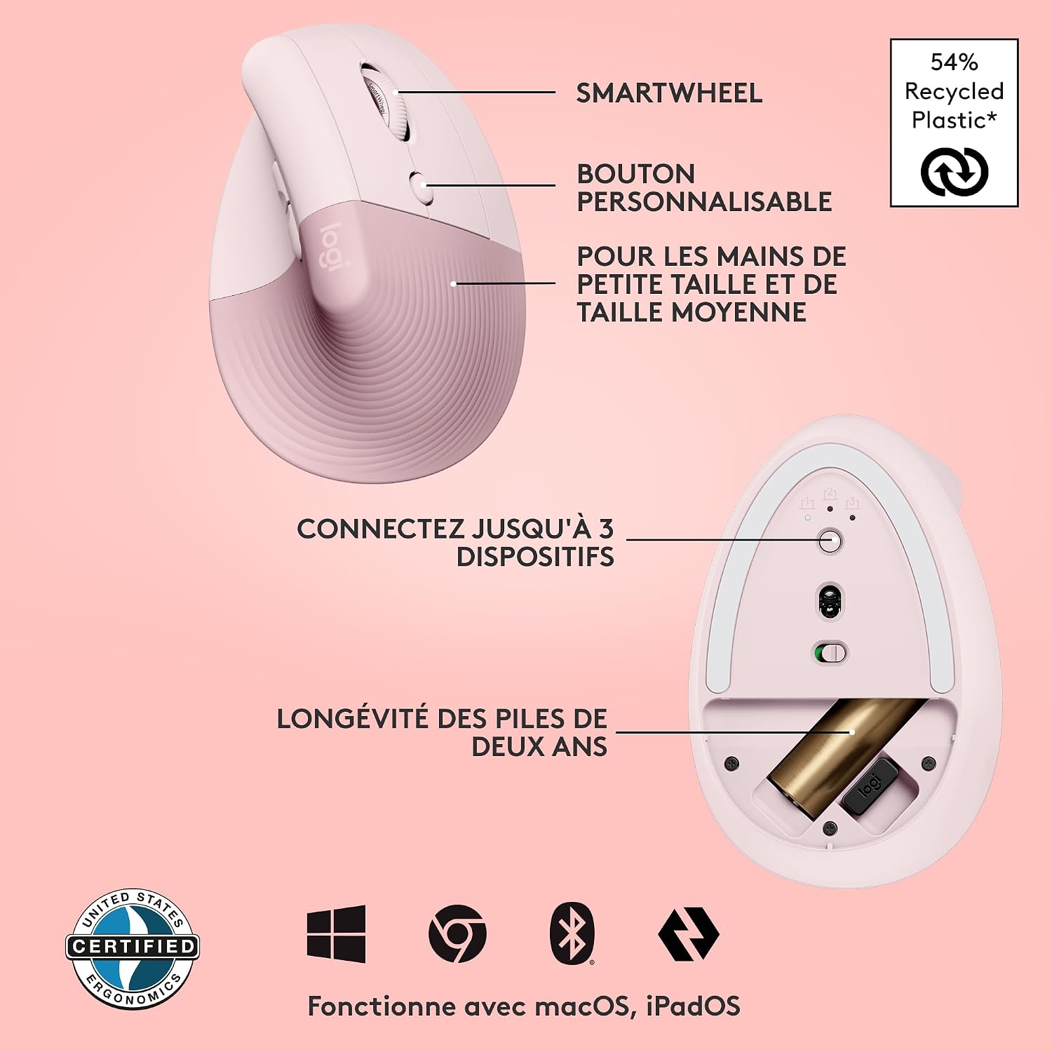 Thumbnail 5 de Logitech Lift souris ergonomique 57° 🖱