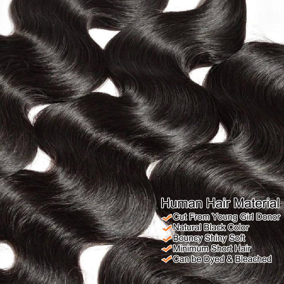 Detalle 2 de Human Hair Body Wave Bundles, 18-Inch