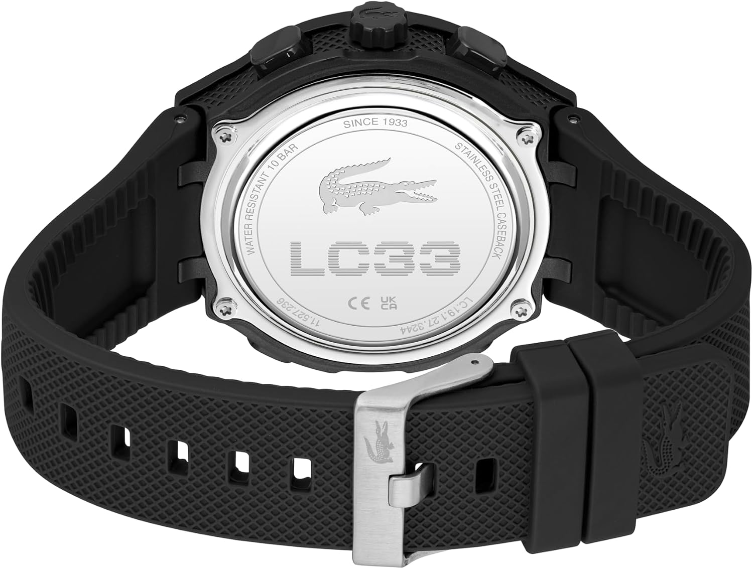 Detalle de Lacoste LC33 Montre hybride analogique-digital – 45 mm, bracelet silicone, étanchéité 10 ATM