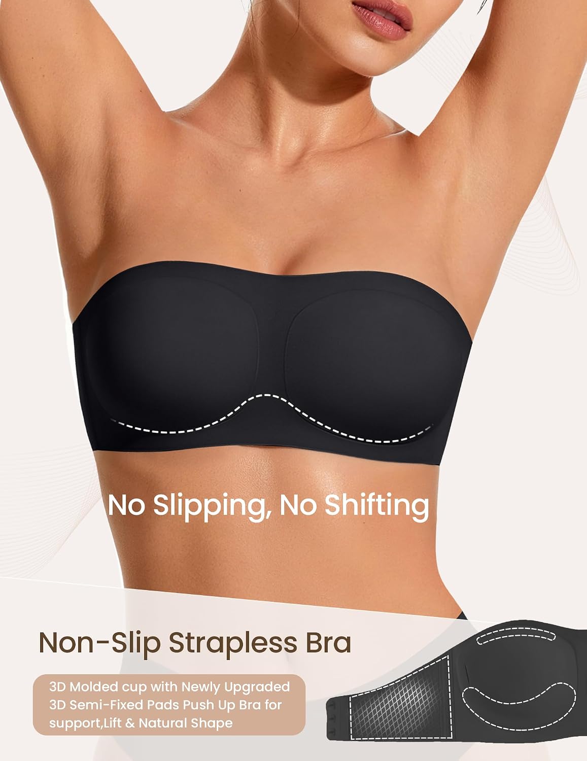 Detalle 2 de Avidlove Strapless Bandeau Bra, Padded, Seamless and Wireless