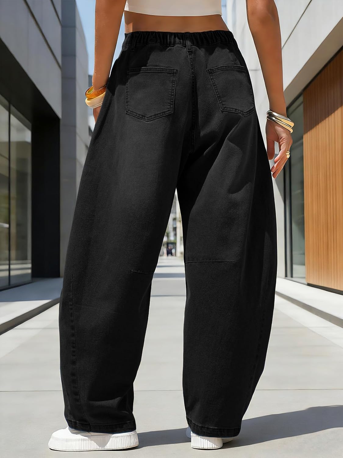 Detalle de EXLURA Womens Barrel Jeans Wide Leg Y2K Boyfriend Denim Pants