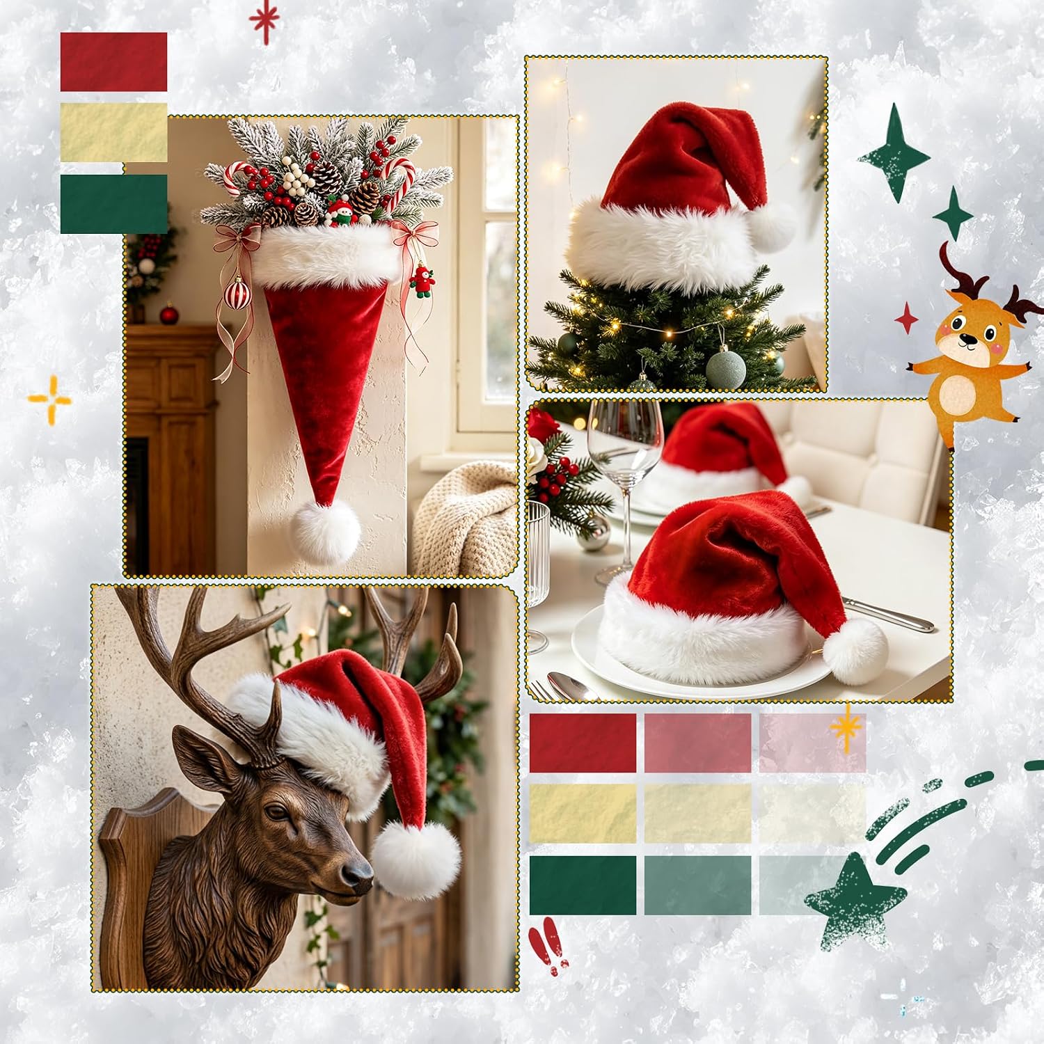 Detalle de Iioscre K-hat1 Santa Hat, Thick Lined Velvet with Fluffy Faux-Fur Brim