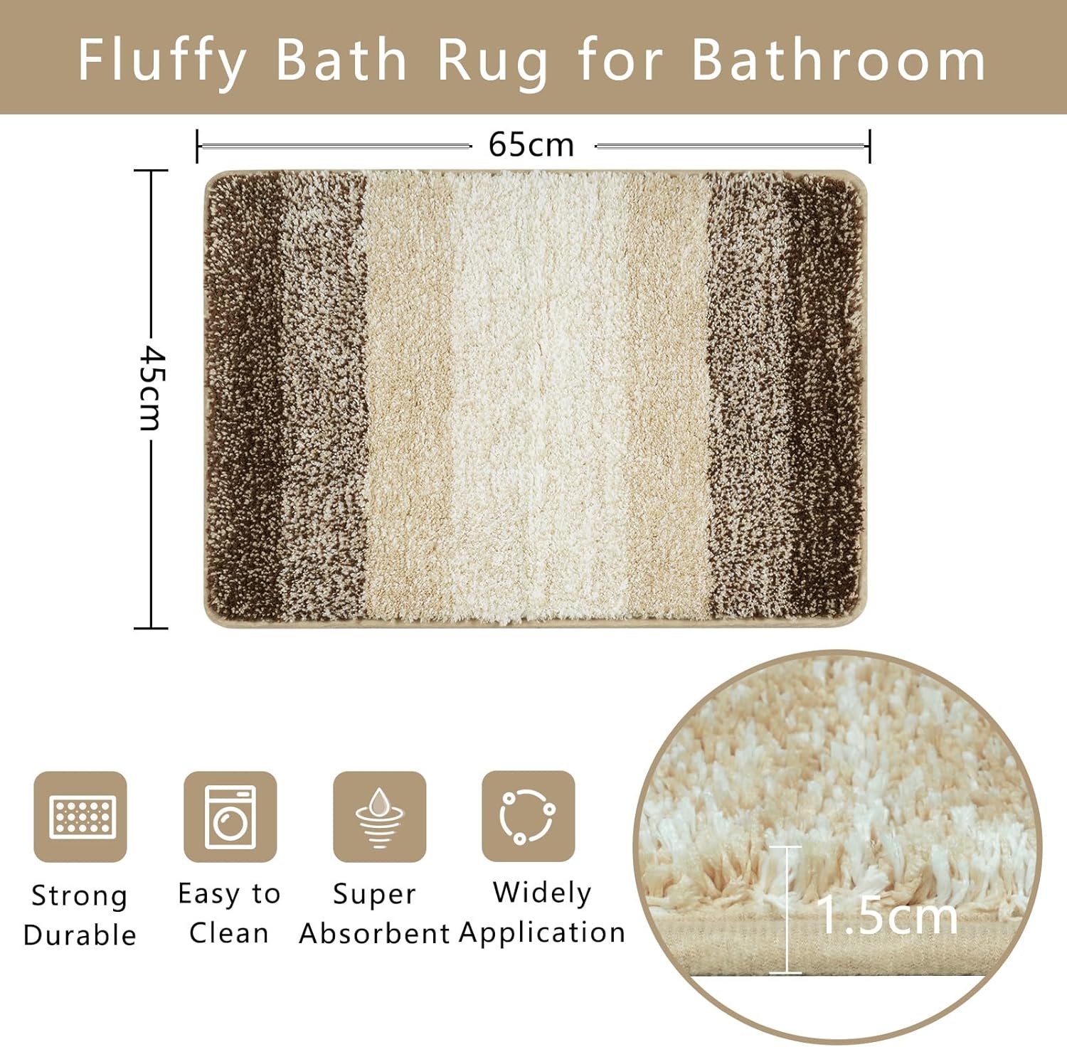 Thumbnail 1 de Famibay Badteppich rutschfest – rutschfester, saugfähiger Badvorleger aus Mikrofaser (Beige)