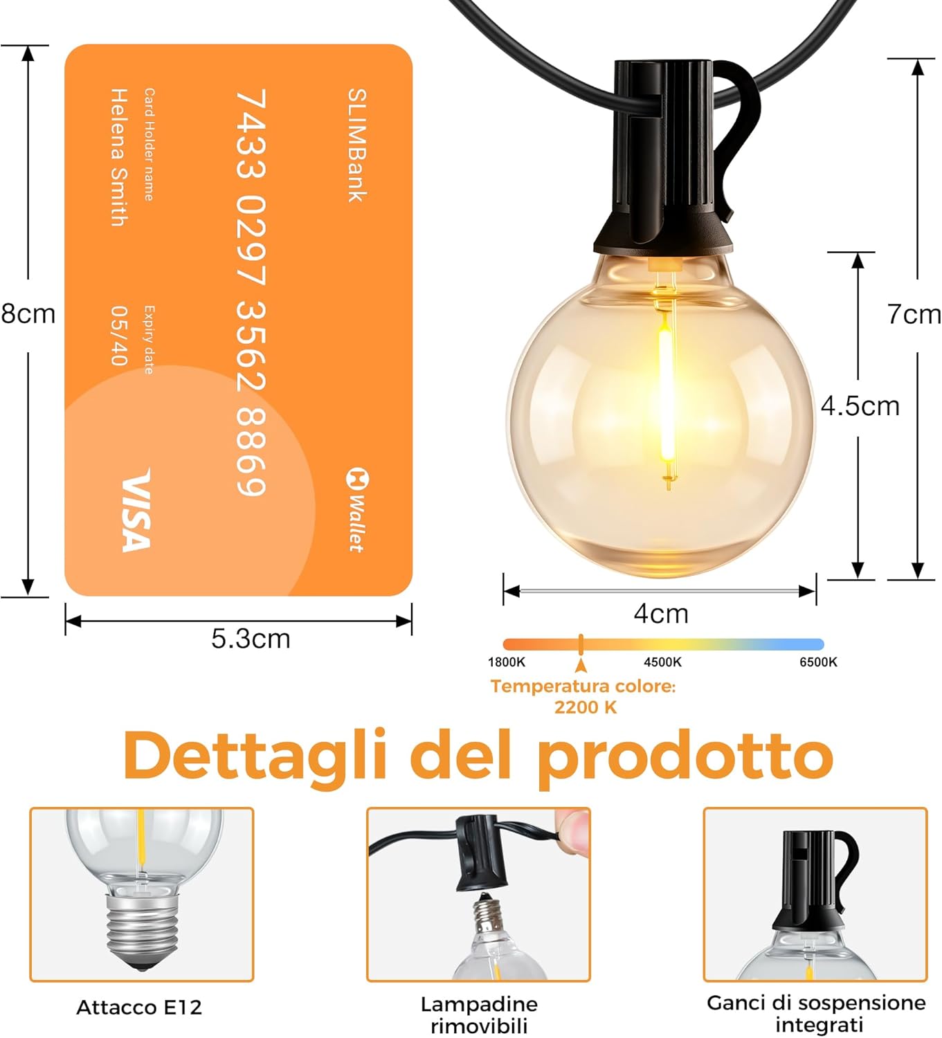 Thumbnail 6 de HeiPard Catena Luminosa Esterno 20 m con 35+2 LED Bianco Caldo: atmosfera accogliente per giardino e terrazza