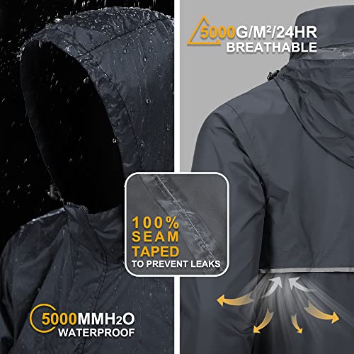 Detalle de Outdoor Ventures Men's Waterproof Rain Jacket Packable Hooded Pullover