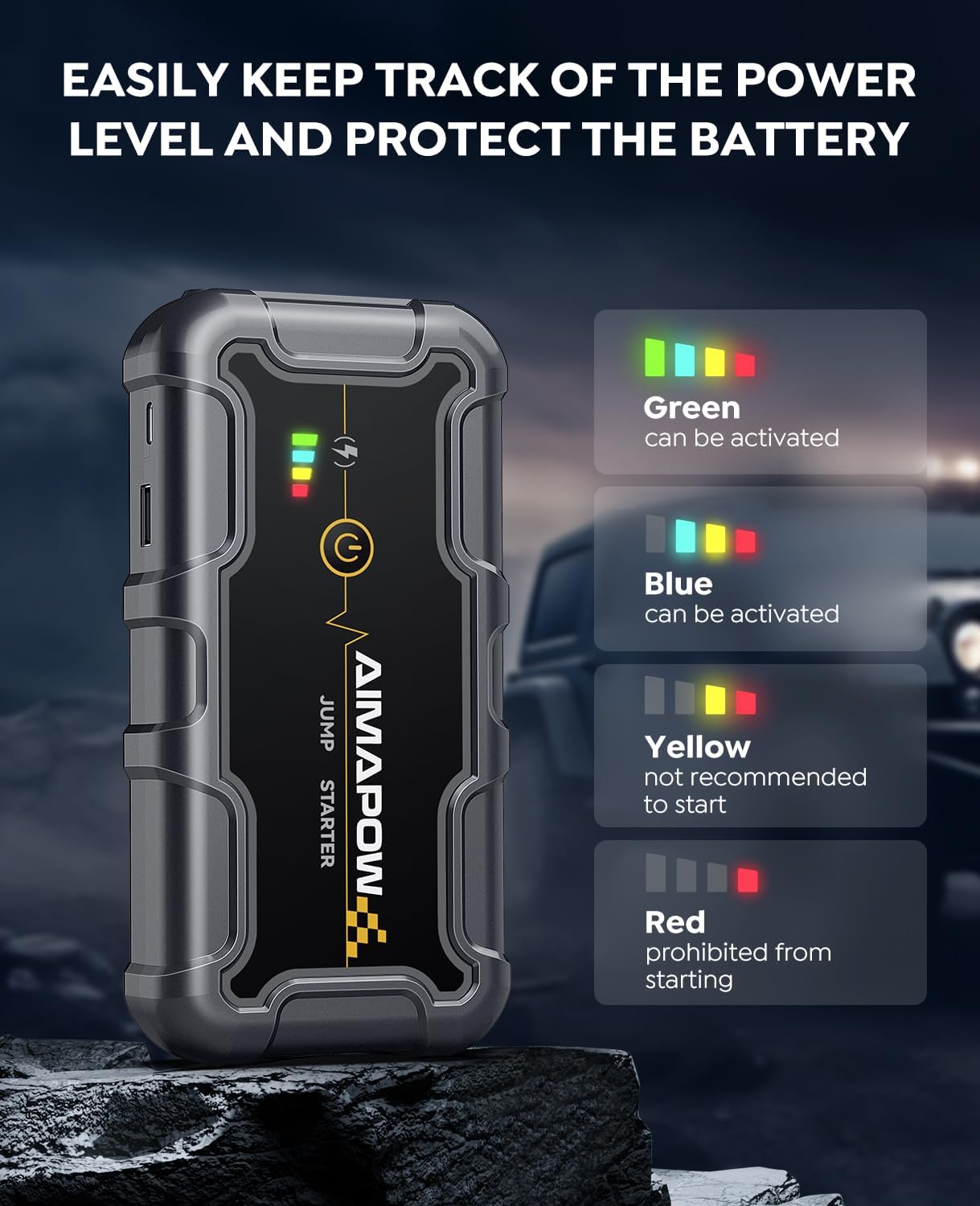 Thumbnail 3 de AIMAPOW Portable Car Battery Jump Starter 20000mAh
