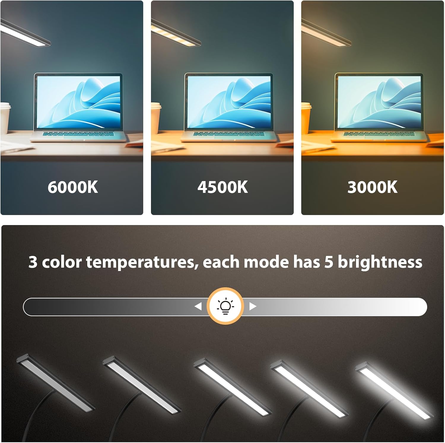 Detalle 2 de iFalarila 160 LED lámpara de escritorio con pinza y mando a distancia (70 cm, cuello flexible 360°)