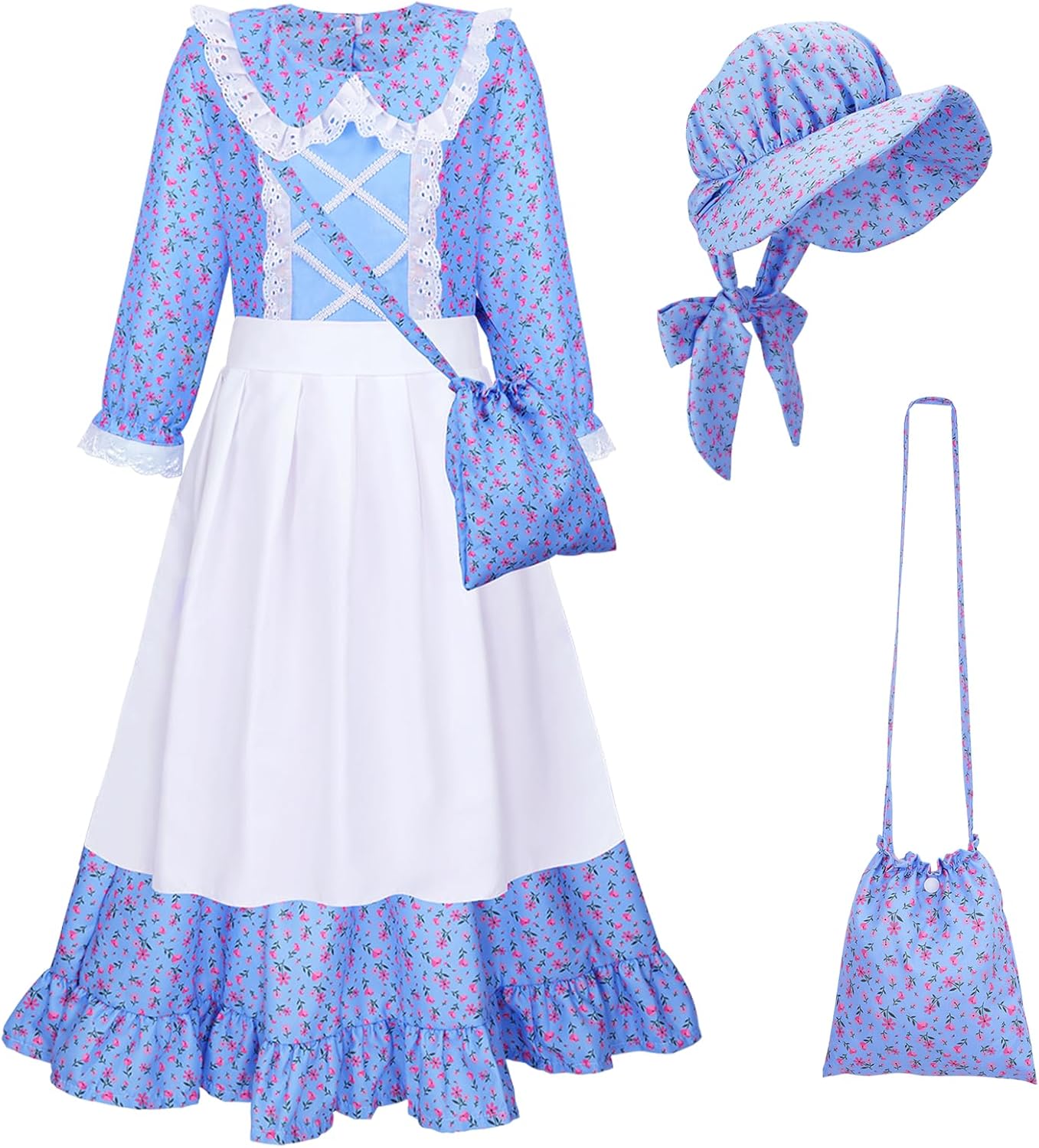 Detalle de MELAND Victorian Costume Girl (World Book Day) – 4-Piece Victorian Fancy Dress Set for Girls aged 5-13