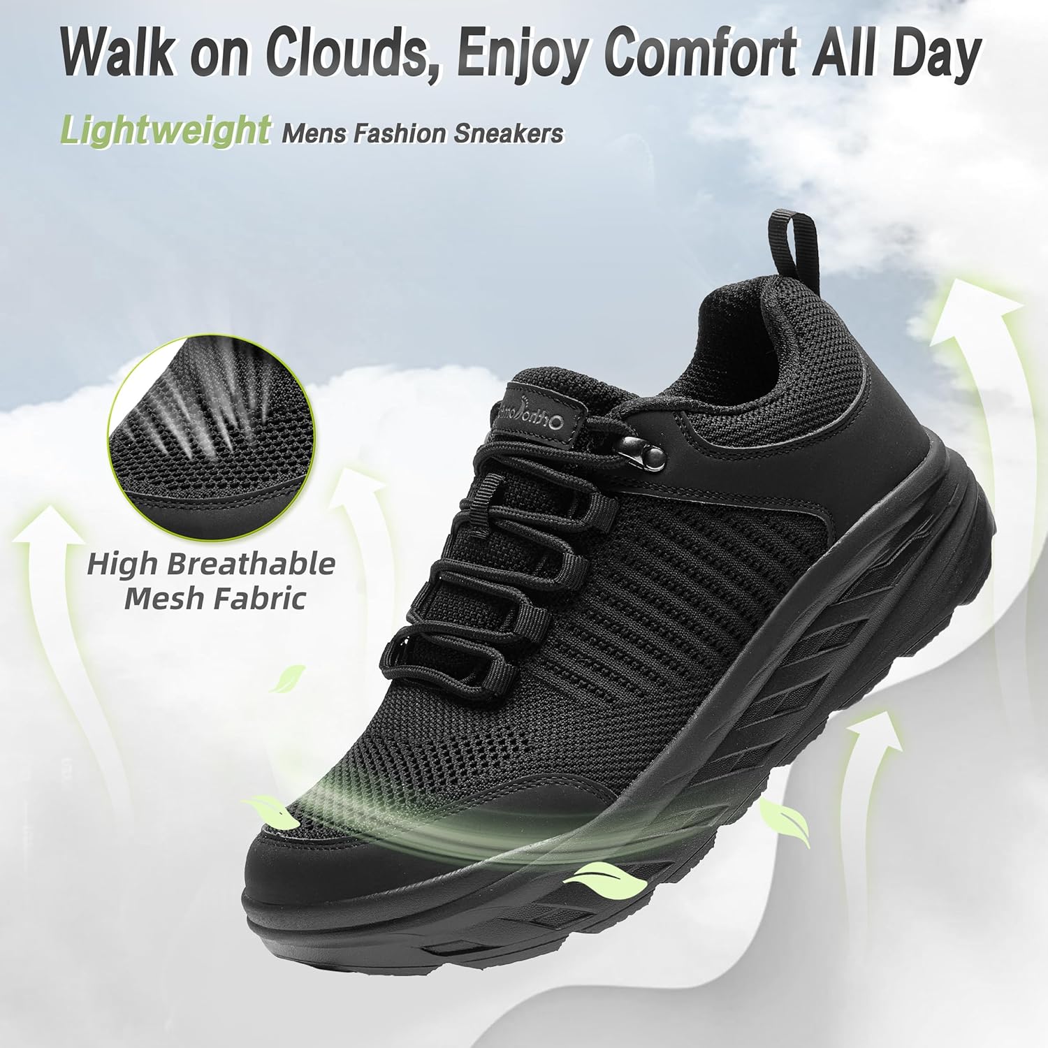 Detalle de OrthoComfoot Men’s Orthopedic Diabetic Wide Shoes with Arch Support and Wide Toe Box