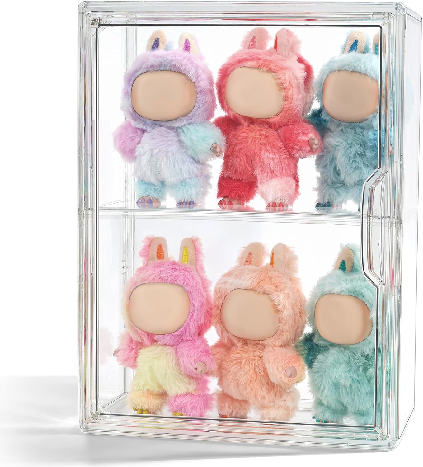 Detalle de Wollibao 2-Pack Acrylic Display Case Compatible with Labubu POP MART (Clear Box Shelf)