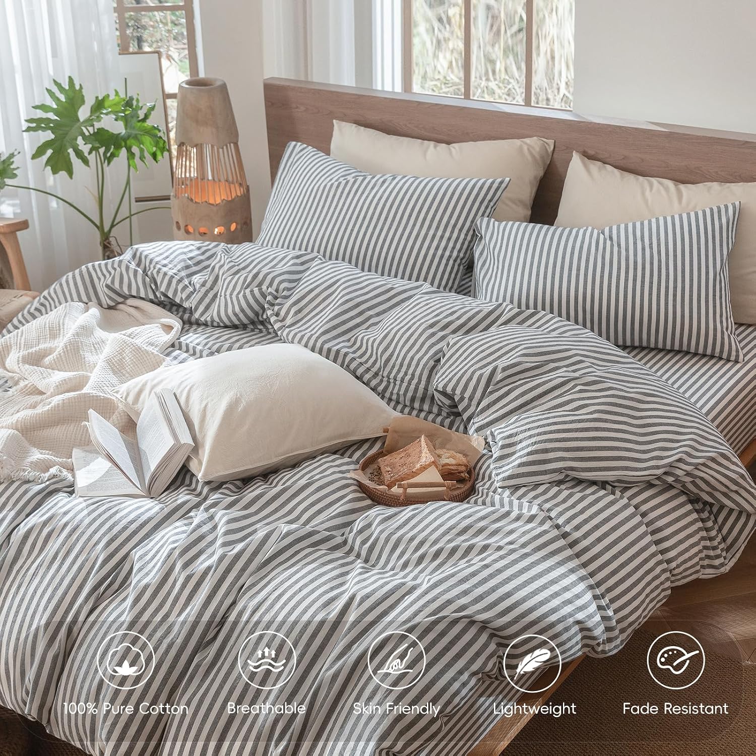 Detalle de MooMee Striped Duvet Cover Set 90x90 Queen