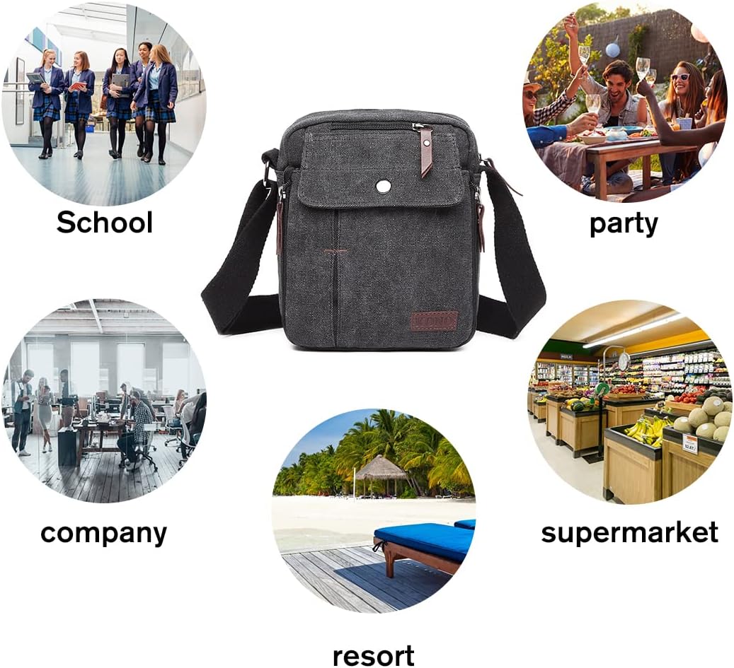 Thumbnail 6 de Kono Man Bag Multi Pockets: Canvas Messenger Satchel
