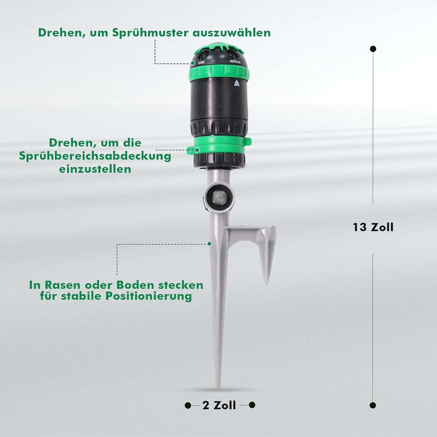 Detalle 2 de RESTMO Rasensprenger für große Flächen – 5-in-1 Bewässerung mit 24 m Sprühradius
