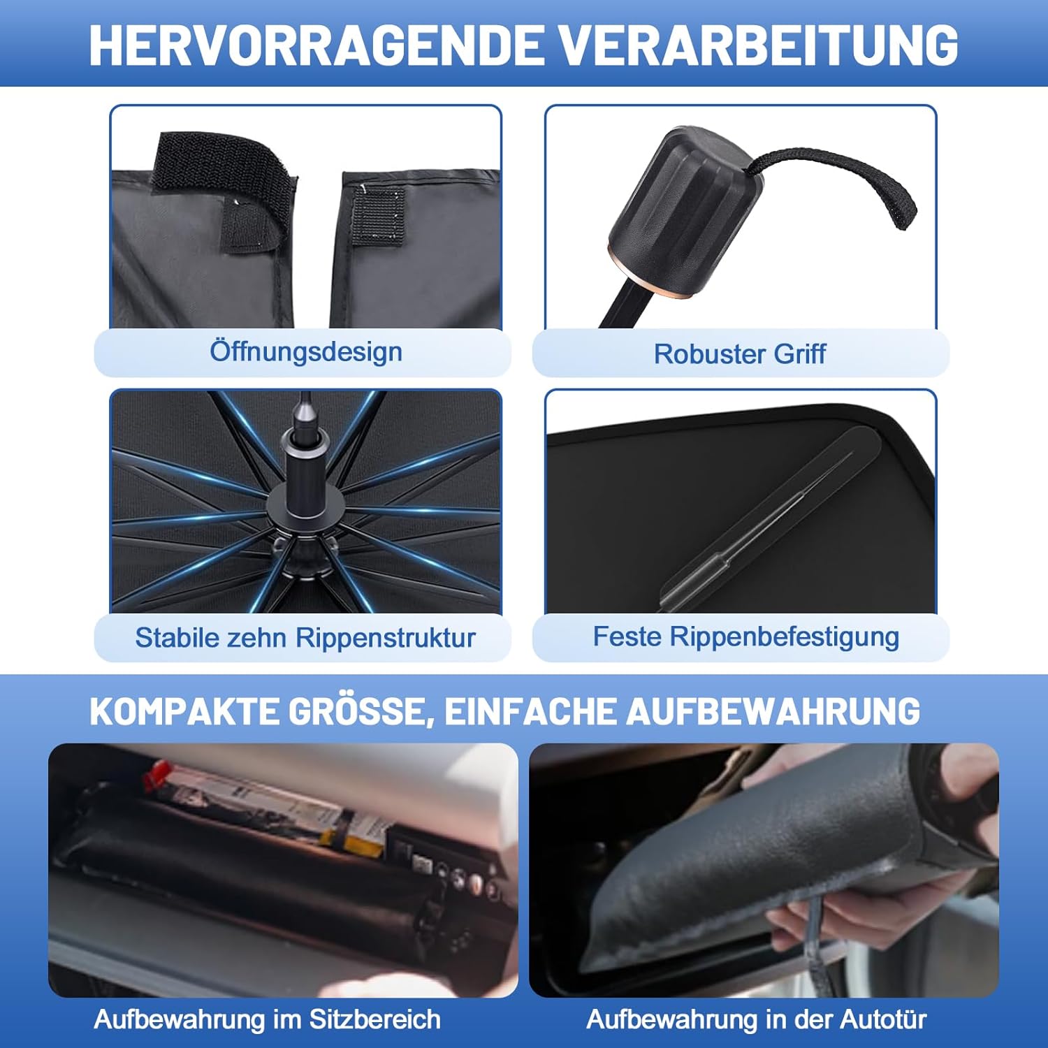 Thumbnail 3 de Beurseaf Sonnenschutz für die Frontscheibe innen (faltbar, UV-geschützt) – 140 x 80 cm