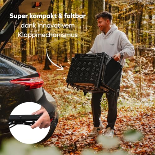 Detalle de NATURBUMMLER CompactCook+ 2.0: Faltbare Campingküche mit Gasherd, Spüle & Stauraum