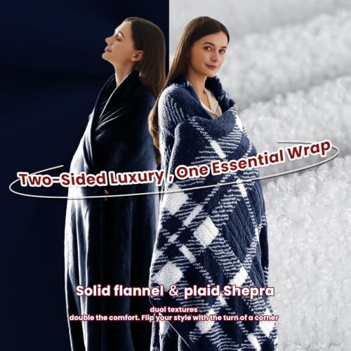 Detalle 2 de Homemate Corded Heated Throw with Flannel, Sherpa and 5 Heat Settings