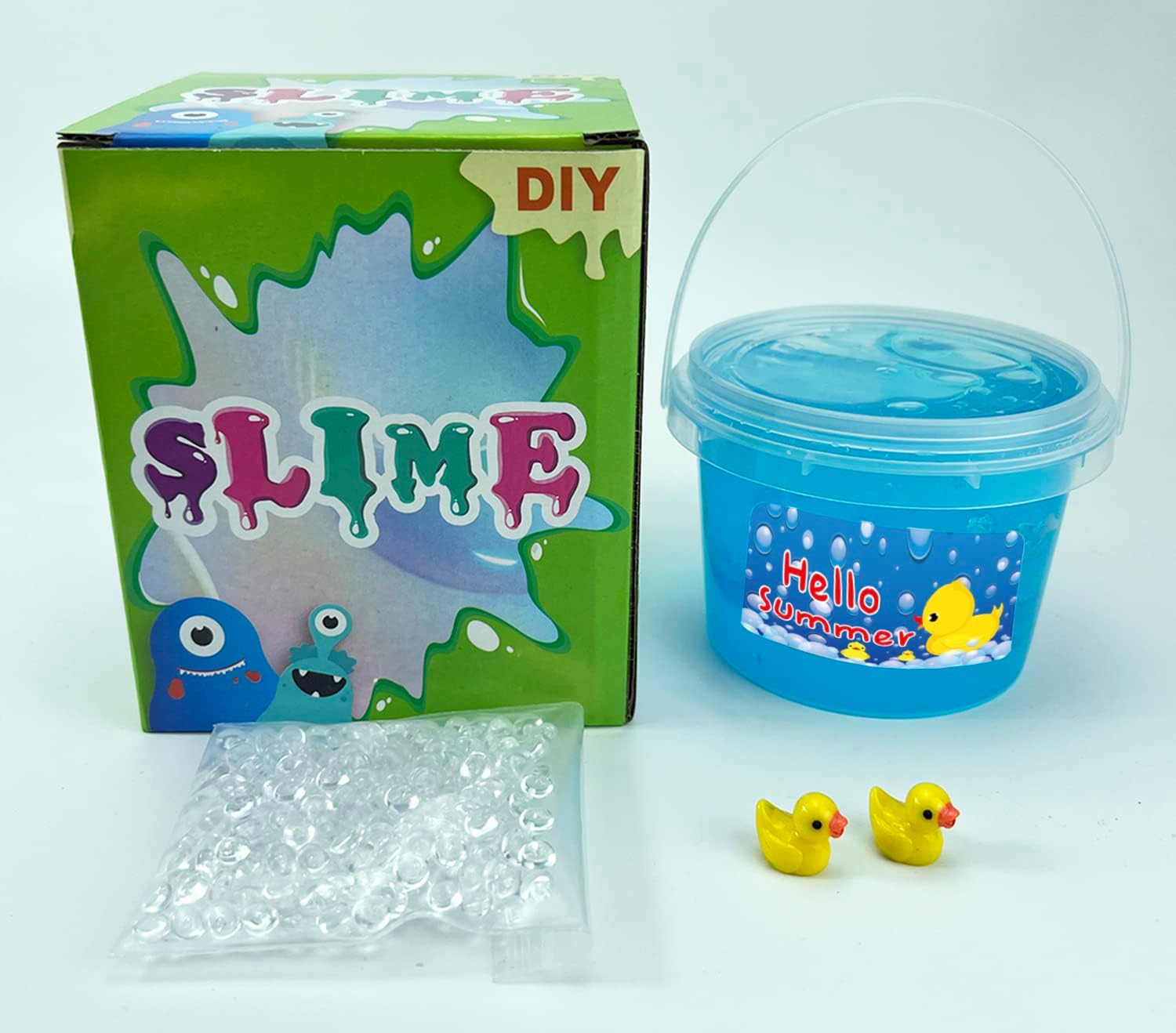 Detalle 2 de Charming Blue Crunchy Fishbowl Bead Slime (Super Soft, Non-Sticky) for Gifts & Party Favors